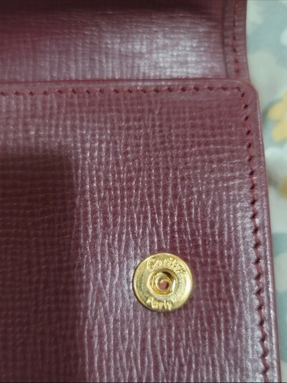 Cartier Burgundy Leather Chain Shoulder Bag with Gold Hardware
